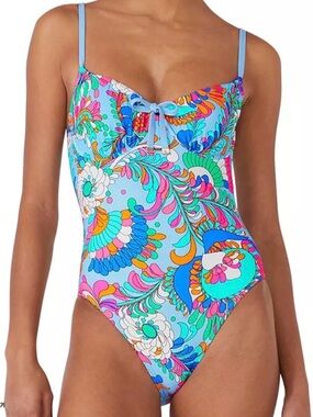 Kate Spade tied front one piece swim suit size Medium two color: pink&blue